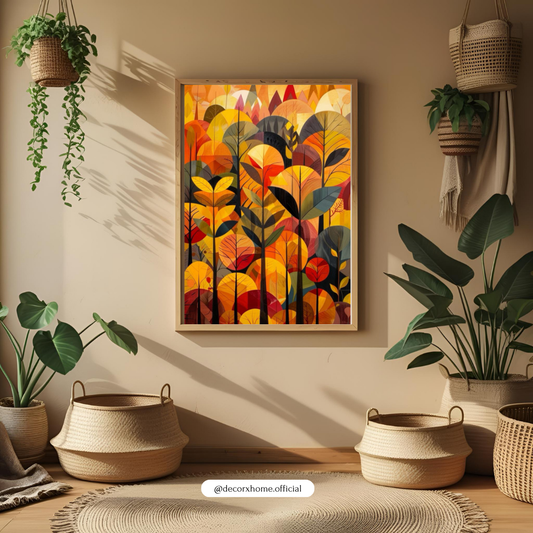 Autumn Forest Abstract Wall Art Poster – Modern Botanical Nature Illustration | Decorxhome
