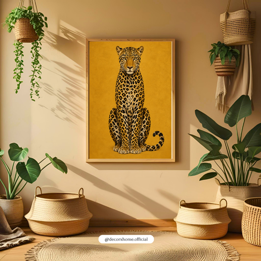 Royal Leopard Wall Art | Golden Leopard Animal Poster | Luxury Wildlife Artwork | Modern Nature Wall Décor | Decorxhome