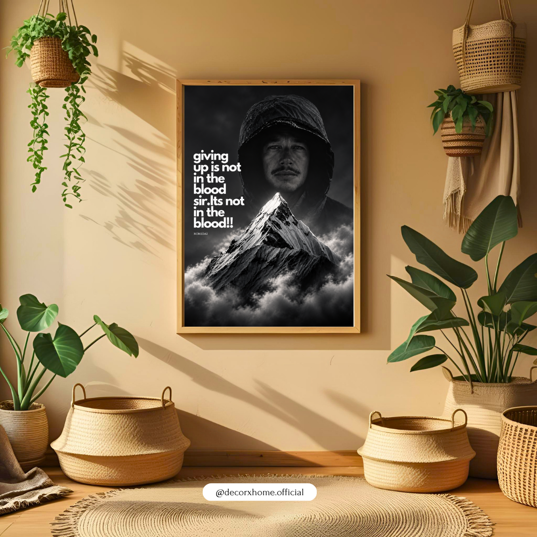 Giving Up Is Not in the Blood – Inspirational Warrior Mountain Wall Poster | Decorexhome