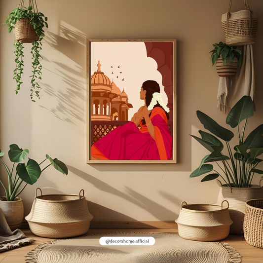 Golden Retro Floral Poster – Vintage-Inspired Aesthetic Wall Art