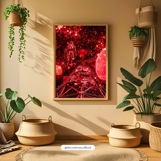 Project Hail Mary Red Galaxy Astronaut Poster | Futuristic Spacewalk Wall Art | Bold Sci-Fi Decor | Abstract Cosmic Print | Decorxhome