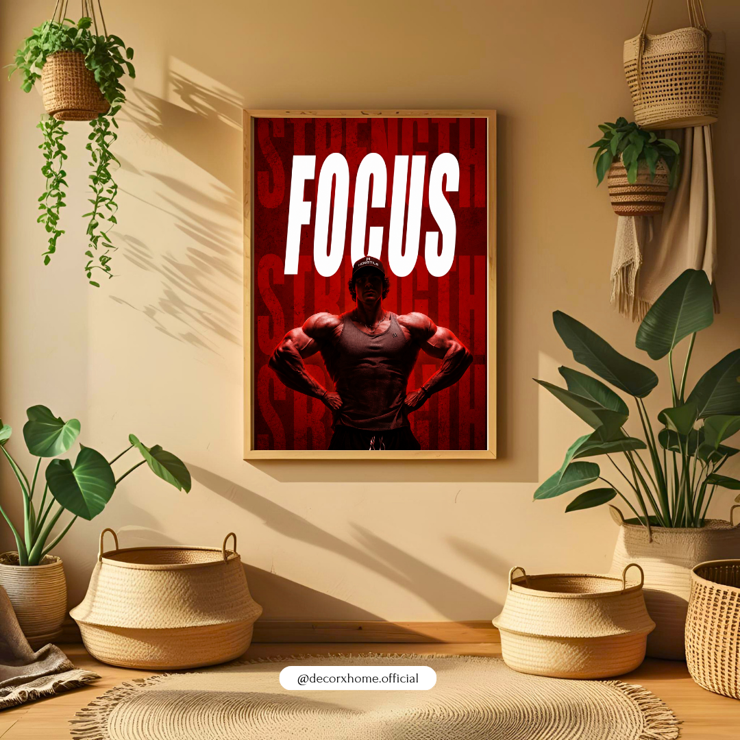 Focus Gym Motivation Poster | Strength & Discipline Wall Art Print | Decorxhome