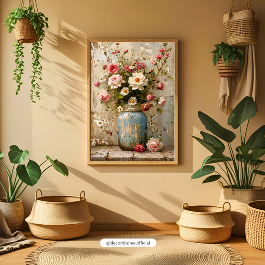 Vintage Floral Bouquet Wall Art Poster | Rustic Cottagecore Botanical Decor