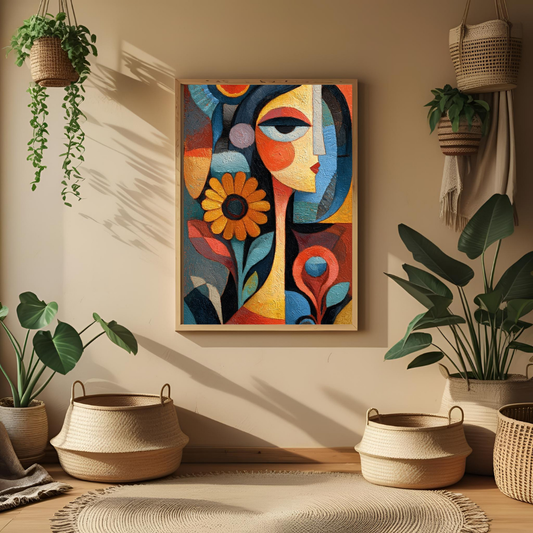 Floral Muse – Framed Modern Art Print for Home & Office Wall Decor