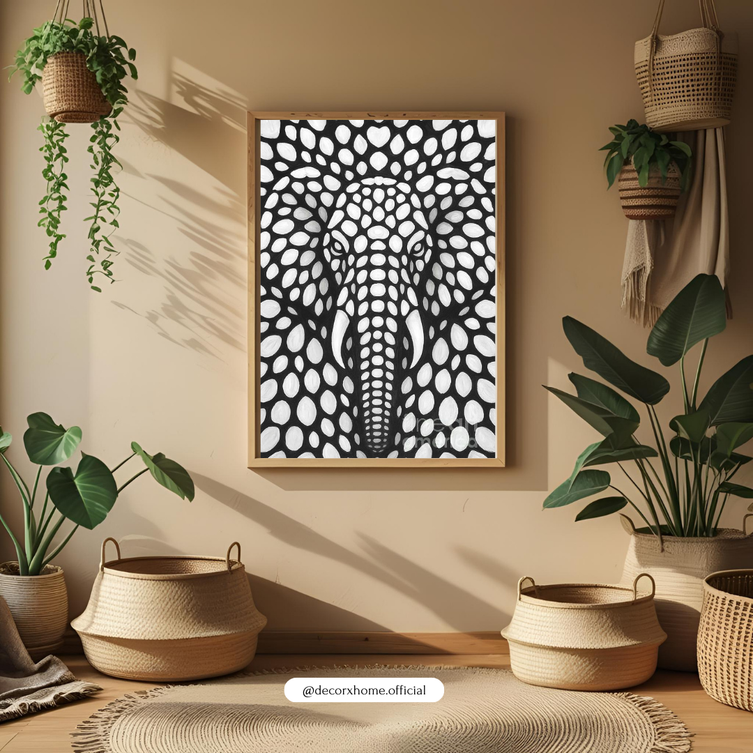 Abstract Elephant Wall Art Poster – Modern Black & White Home Décor by Decorxhome
