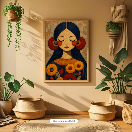Boho Floral Woman Portrait Wall Art Poster | Modern Abstract Feminine Artwork | Aesthetic Bohemian Print | Decorexhome