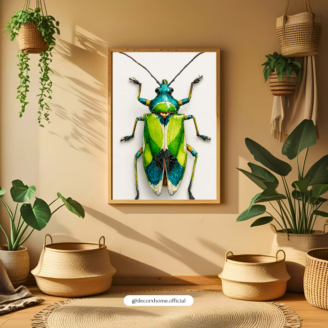 Vibrant Jewel Beetle Poster | Colorful Insect Illustration Wall Art by DecorxHome