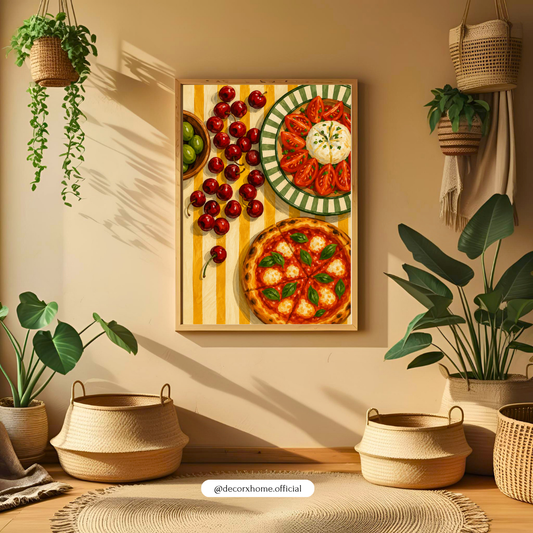 Italian Food Kitchen Poster | Pizza & Tomato Wall Art Print | Modern Culinary Decor | Decorexhome