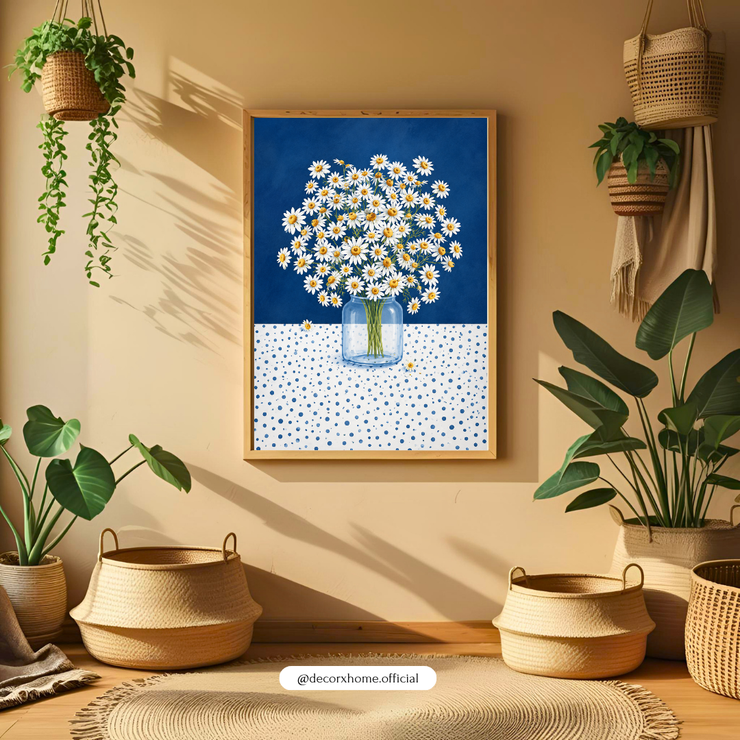 Blue Daisy Bliss Poster – Modern Floral Still Life Wall Art