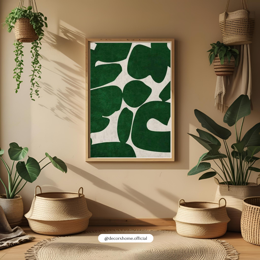 Green Organic Shapes Abstract Poster – Modern Minimal Wall Art