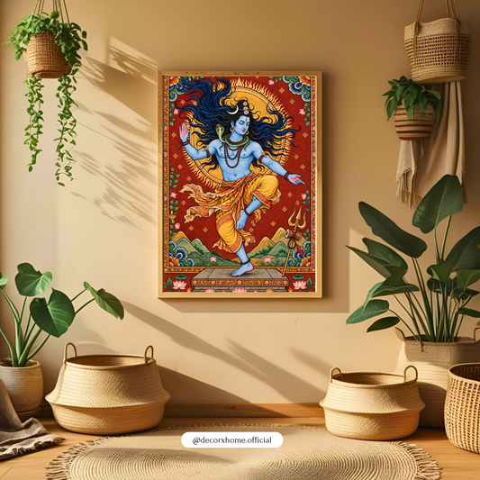 Lord Shiva Nataraja Dancing Wall Art | Traditional Hindu God Poster | Spiritual Indian Artwork | Decorxhome