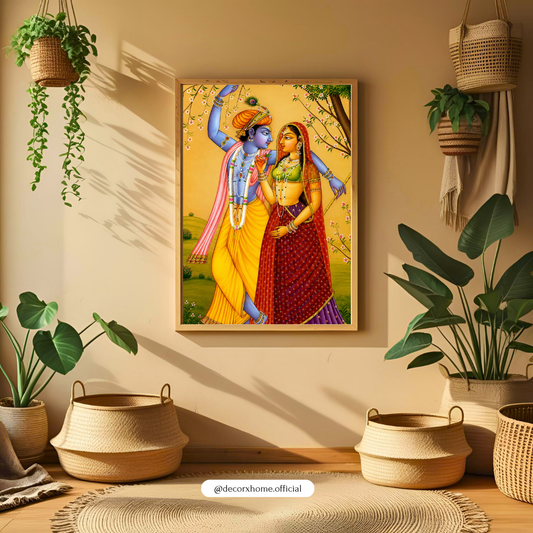 Radha Krishna Eternal Love Poster | Traditional Indian Spiritual Wall Art by DecorxHome