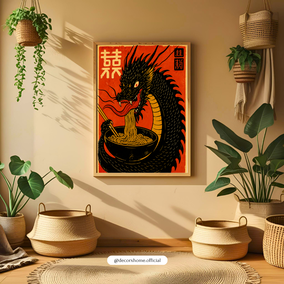 Chinese Dragon & Ramen Wall Art – Japanese Asian Inspired Poster