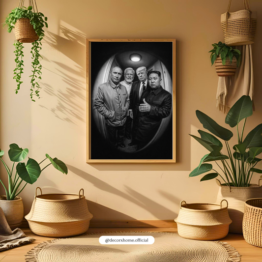 Iconic Leaders Monochrome Portrait Poster | Black & White Statement Wall Art | Decorxhome