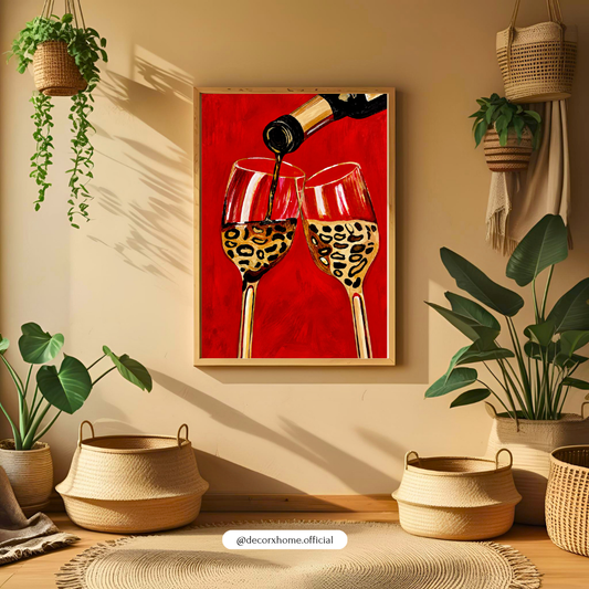 Red Wine Glass Wall Art Poster | Modern Wine & Dining Room Decor – Decorxhome