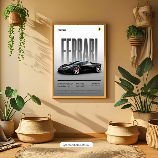 Ferrari Supercar Blueprint Wall Art Poster | Luxury Automotive Performance Decor