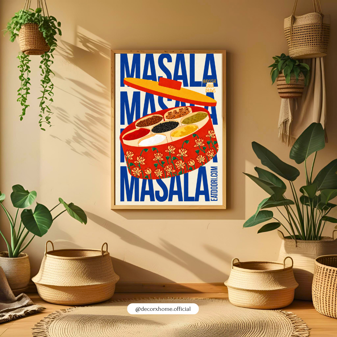 Indian Masala Box Wall Art Poster | Colourful Indian Kitchen Decor | Decorexhome