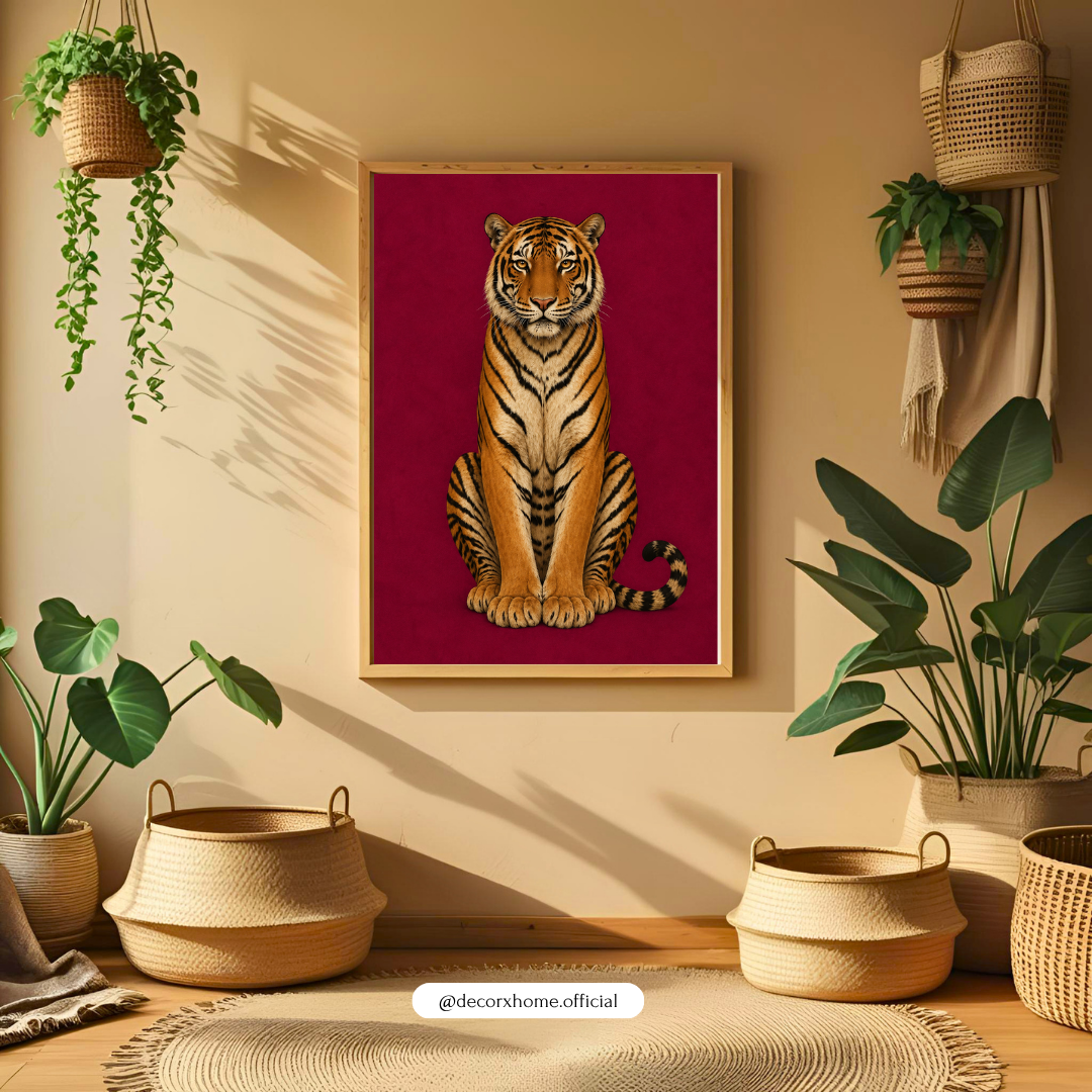 Royal Tiger Wall Art | Majestic Tiger Animal Poster | Luxury Wildlife Artwork | Modern Nature Wall Décor | Decorxho
