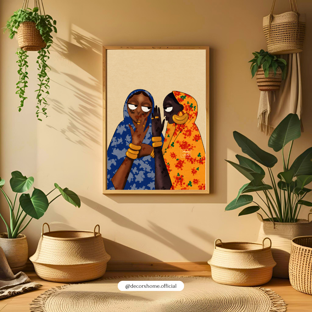 African Women Friendship Wall Art Poster – Colorful Cultural Illustration | Decorxhome