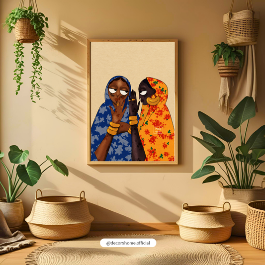 African Women Friendship Wall Art Poster – Colorful Cultural Illustration | Decorxhome