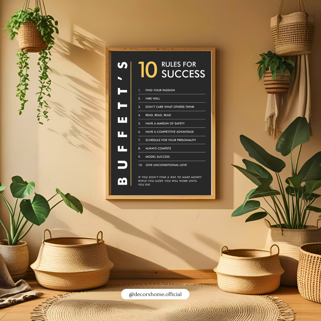 Buffett’s 10 Rules for Success Poster | Business Motivation Wall Art | Decorxhome