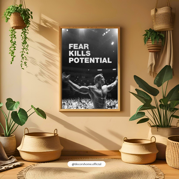 “Fear Kills Potential” Motivational Gym Poster – Strength & Success Wall Art | Decorxhome