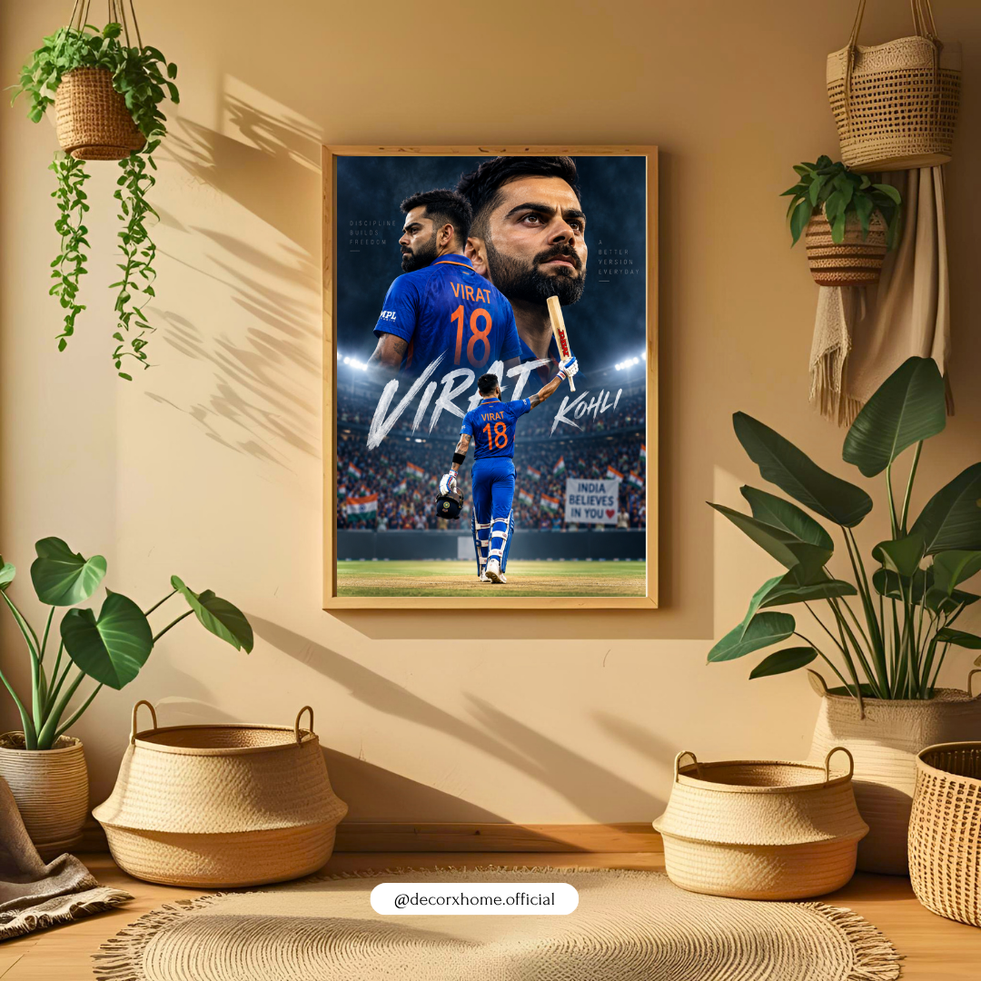 Virat Kohli 18 Cricket Wall Art Poster – King Kohli Indian Cricket Artwork | Sports Room Decor