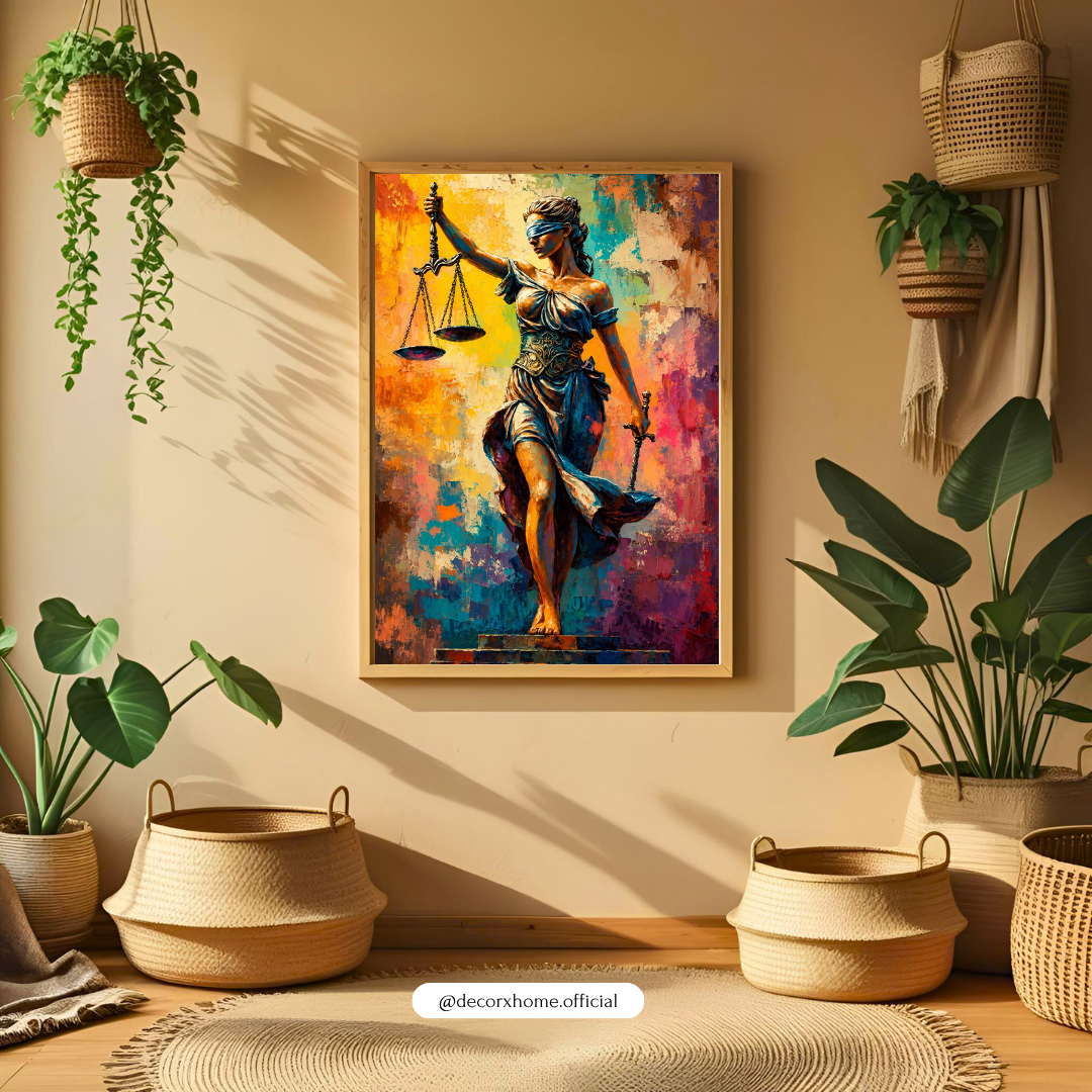 Lady Justice Abstract Art Poster – Colorful Modern Legal Wall Décor by Decorxhome