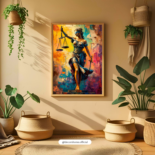 Lady Justice Abstract Art Poster – Colorful Modern Legal Wall Décor by Decorxhome