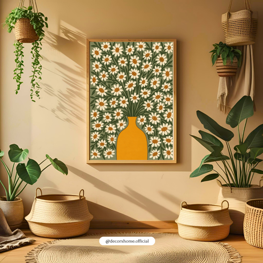 Daisy Flower Vase Wall Art – Vintage Botanical Floral Poster | Decorxhome