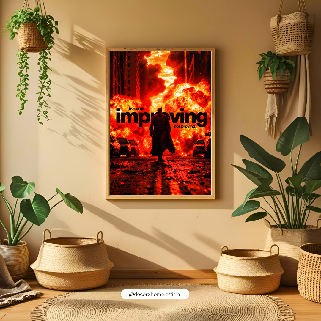 Focus on Improving, Not Proving – Batman Motivational Wall Poster | Decorexhome