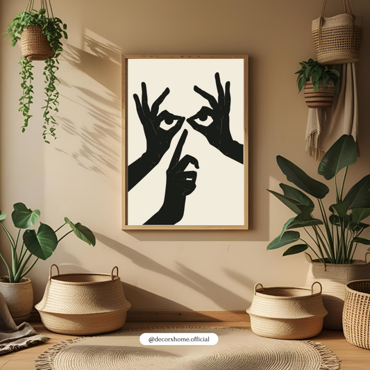 Abstract Hand Silhouette Art – Minimal Black & White Wall Poster by Decorxhome