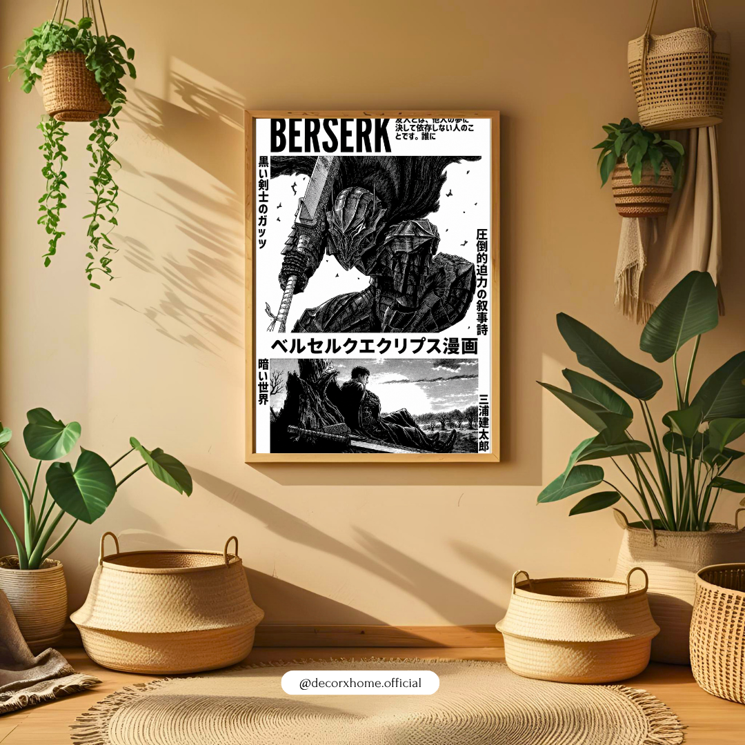 Berserk Black Swordsman Manga Poster | Guts Eclipse Arc Anime Wall Art | Decorxhome