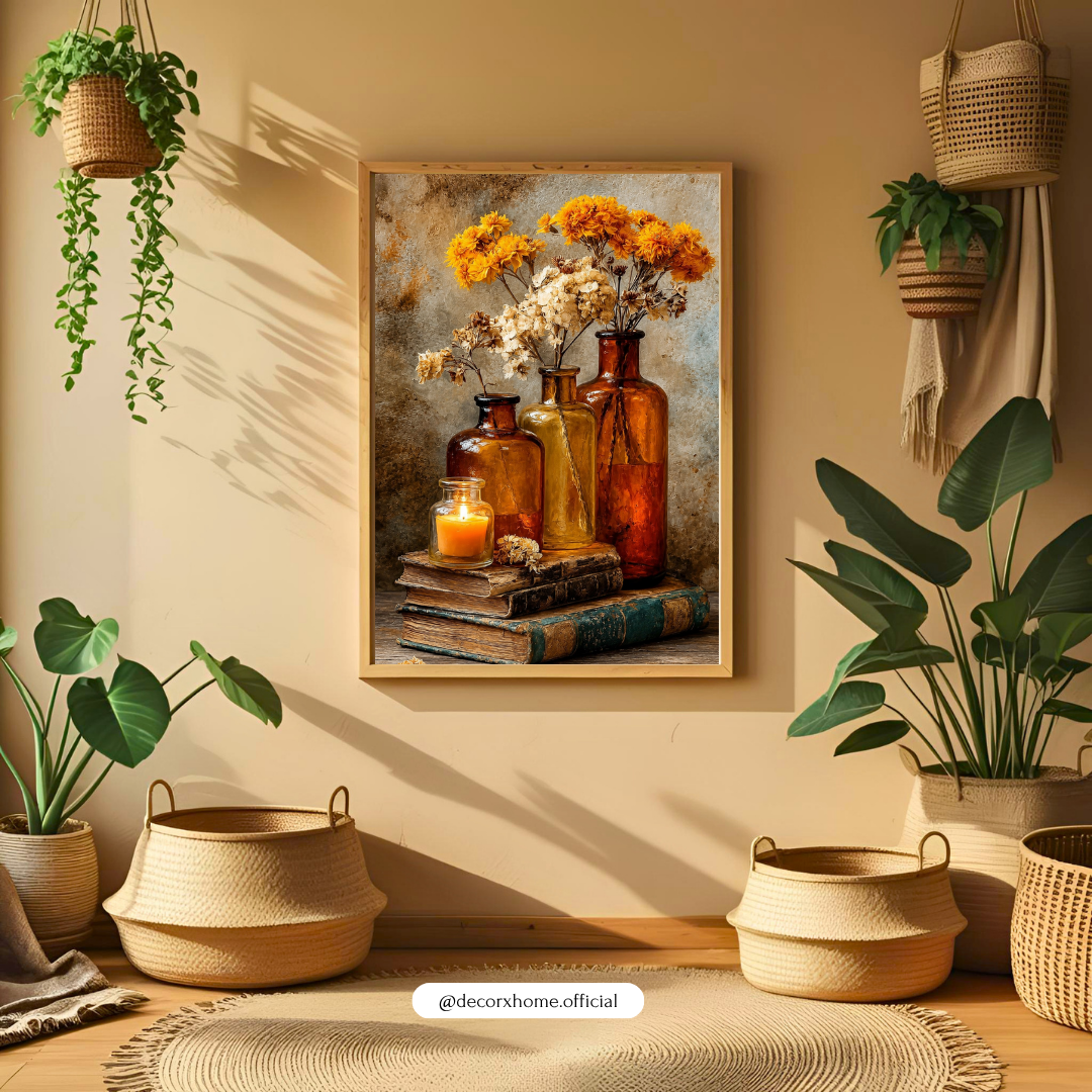 Vintage Floral Still Life Wall Art Poster | Rustic Botanical Home Decor