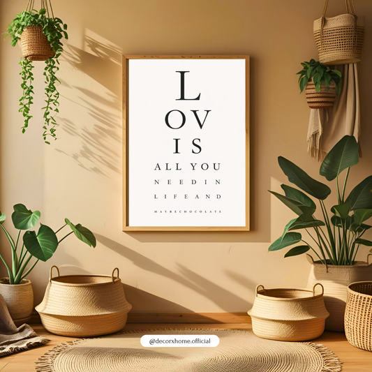“Love Is All You Need” Minimal Typography Wall Art | Elegant Motivational Poster | Decorxhome