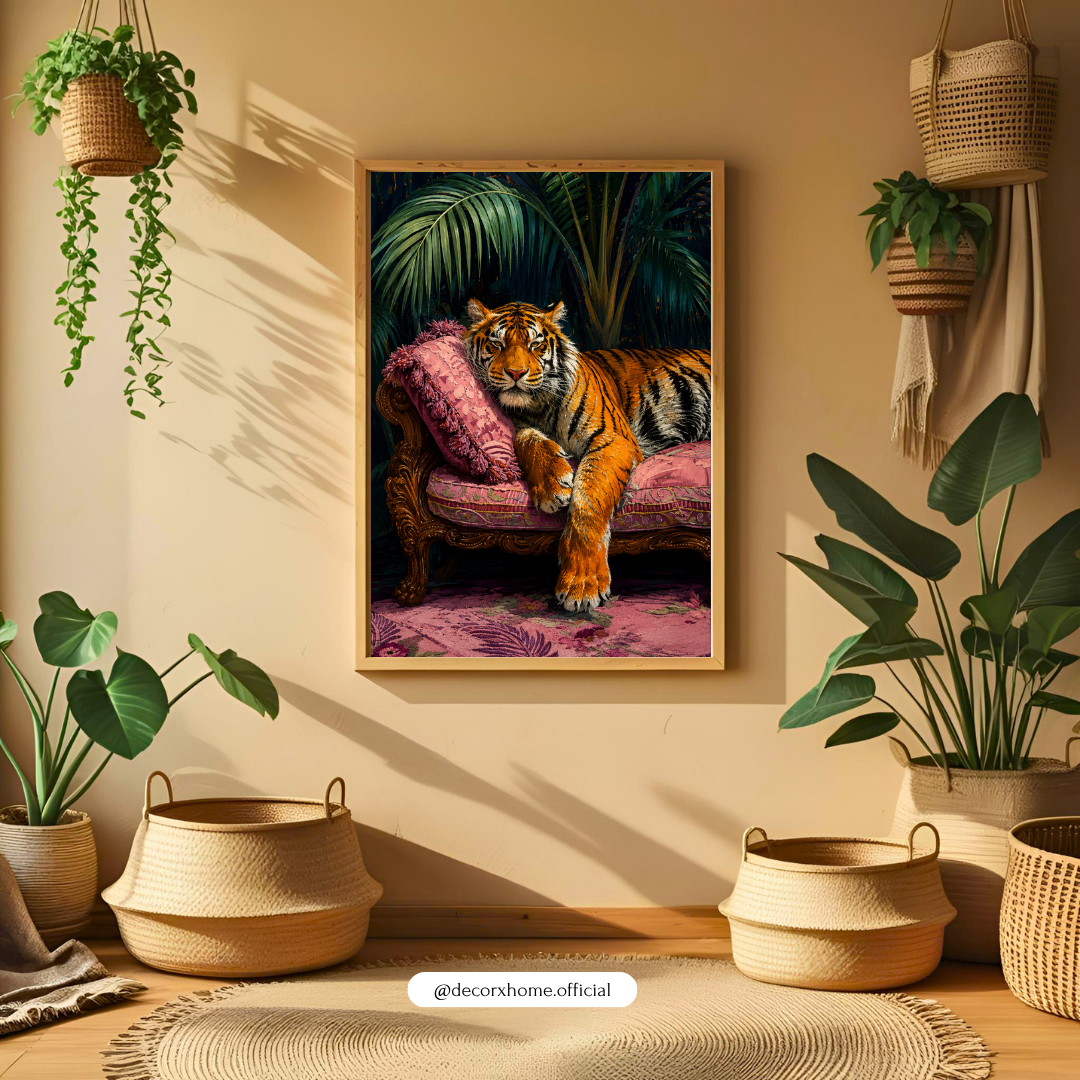 DecorexHome Royal Tiger Lounge Vintage Wall Art Poster