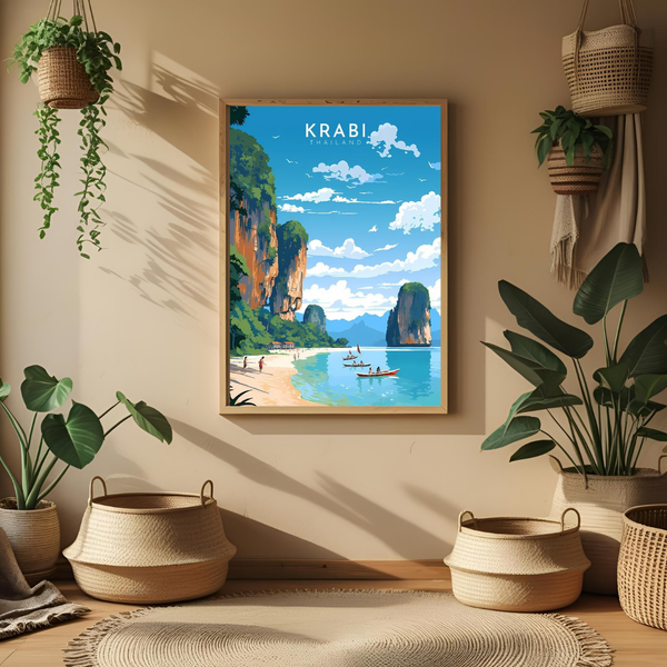 🌴 Krabi, Thailand – Framed Travel Wall Art Print 🖼️