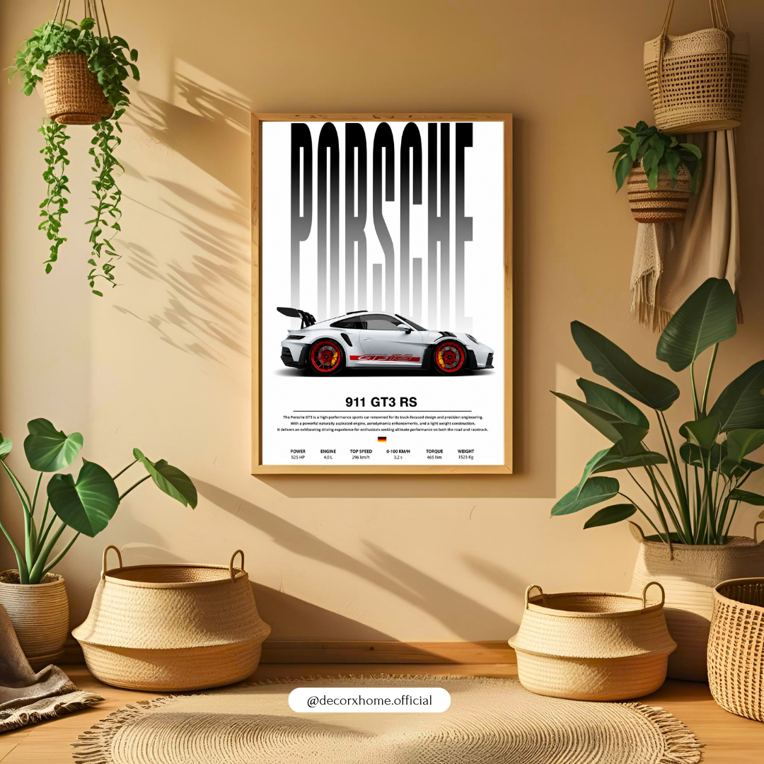 Porsche 911 GT3 RS Blueprint Poster – Performance Car Wall Art