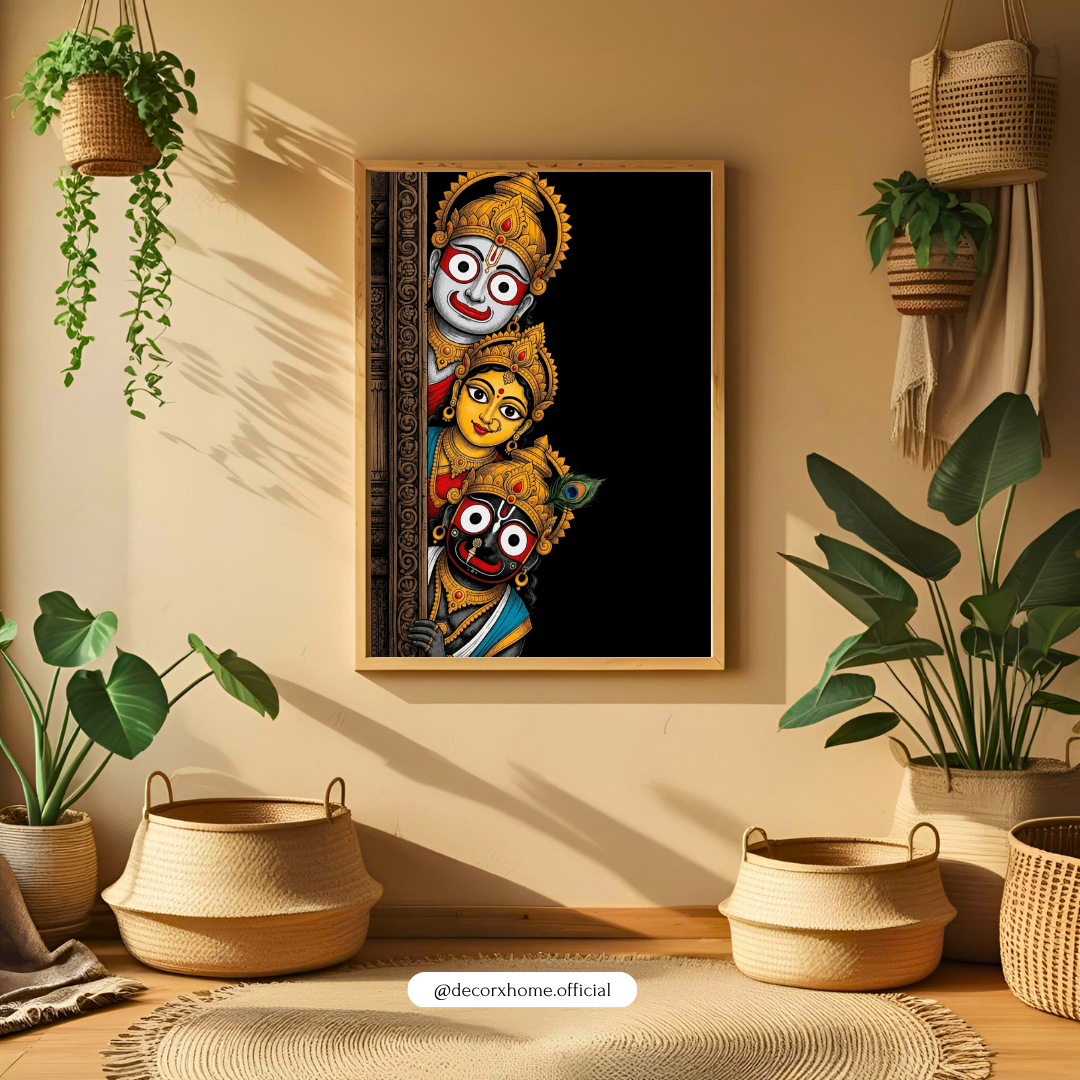 Jagannath Balabhadra Subhadra Divine Poster | Spiritual Hindu Wall Art by DecorxHome