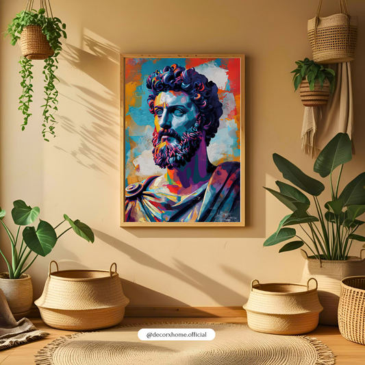 Marcus Aurelius Pop Art Poster – Colorful Stoic Philosophy Wall Art by Decorxhome
