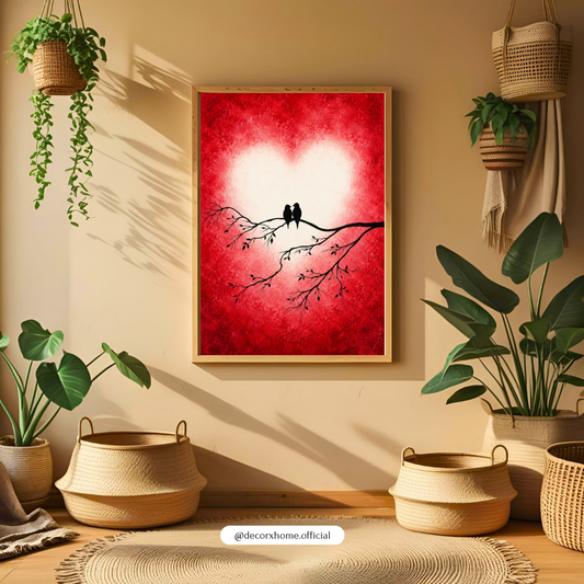 Decorxhome – Eternal Love Birds Heart Wall Art Poster