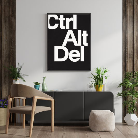 Ctrl Alt Del – Bold Typography Framed Poster | Decorxhome