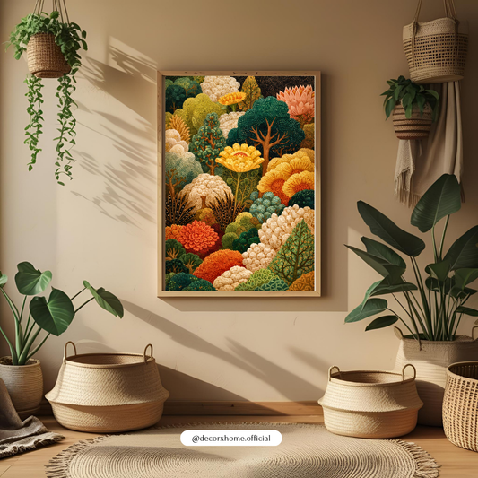 Botanical Garden Landscape Wall Art Poster – Vintage Floral Nature Illustration | Decorxhome