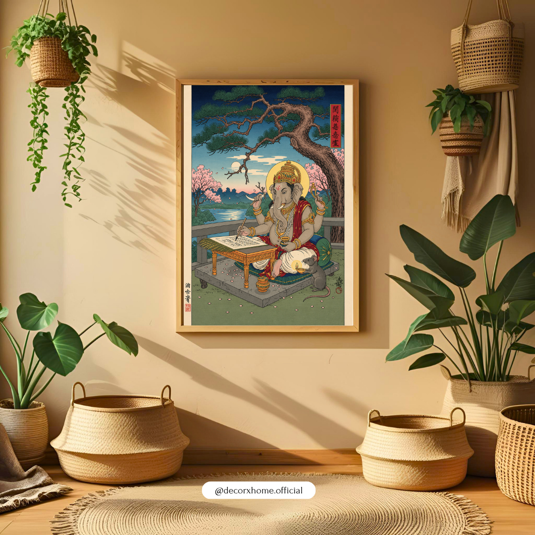 Lord Ganesha Traditional Art Wall Poster | Spiritual Indian Heritage Decor