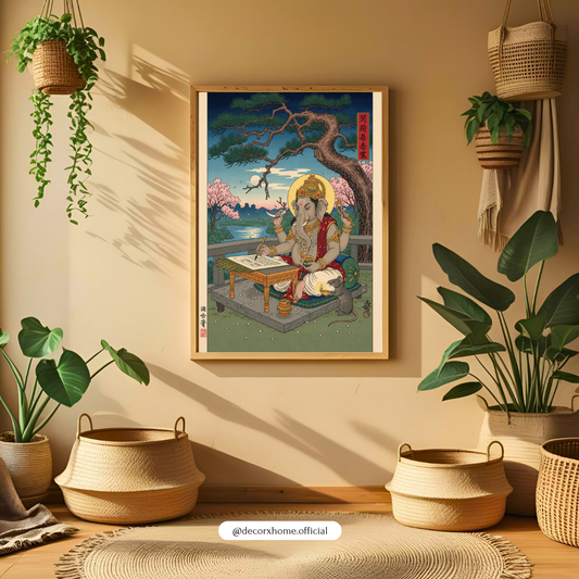 Lord Ganesha Traditional Art Wall Poster | Spiritual Indian Heritage Decor
