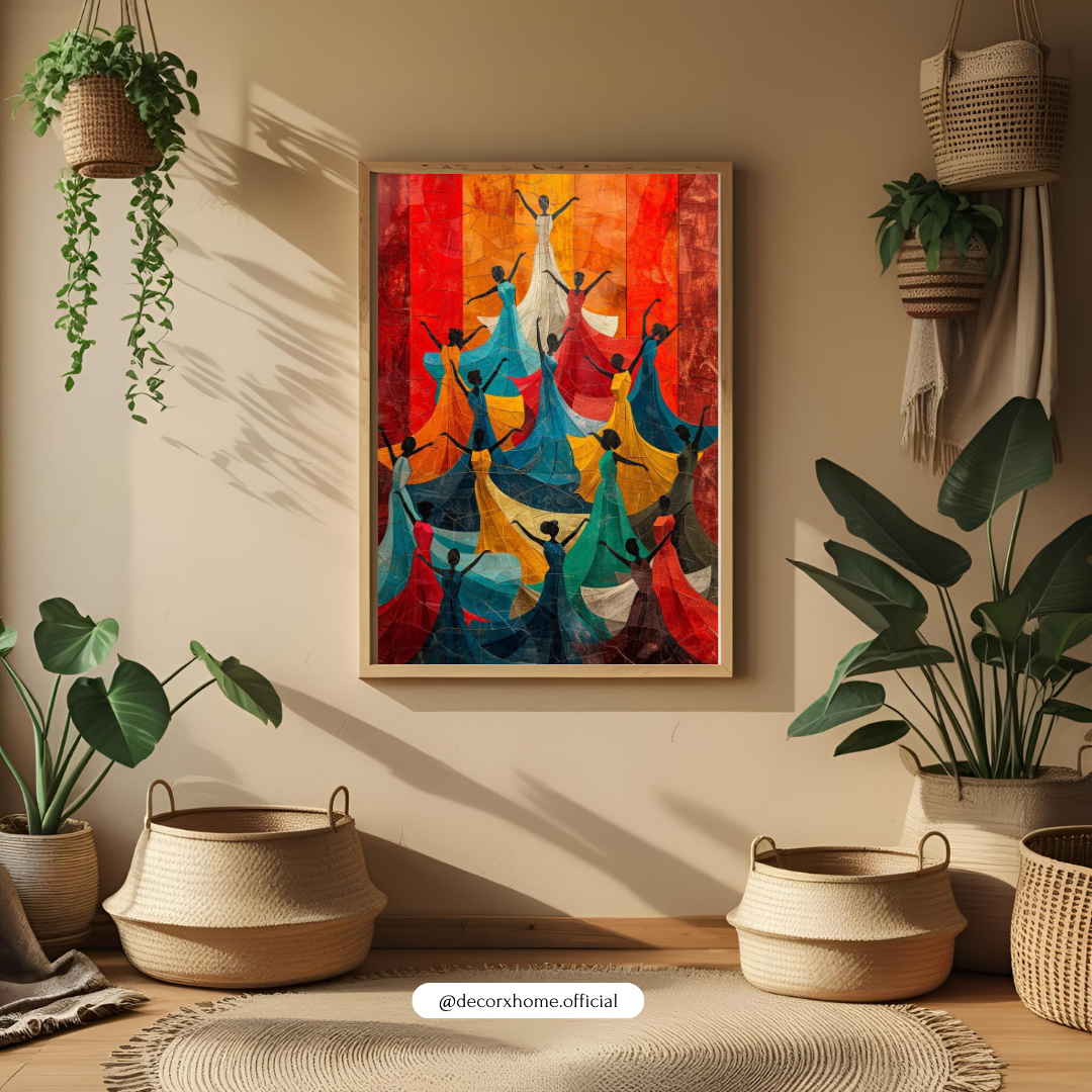 Colorful Dancers Abstract Poster – Vibrant Movement Art Wall Decor