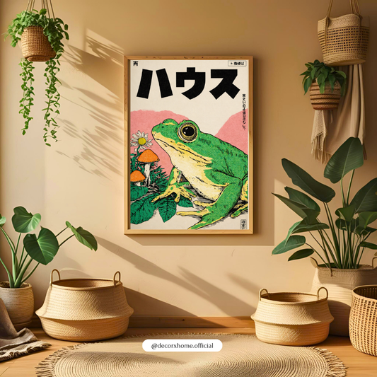 Japanese Frog Vintage Art Poster – Retro Nature Illustration Wall Art | Decorxhome