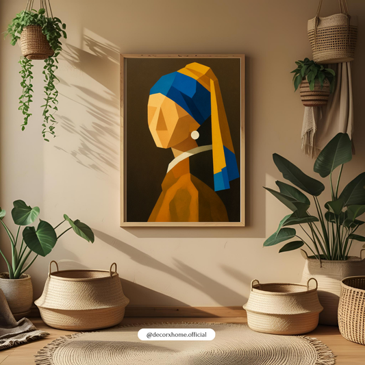 Geometric Girl Portrait Poster – Modern Abstract Art Wall Decor