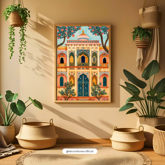 Royal Palace Facade – Vintage Indian Architecture Wall Art Poster | DecorxHome