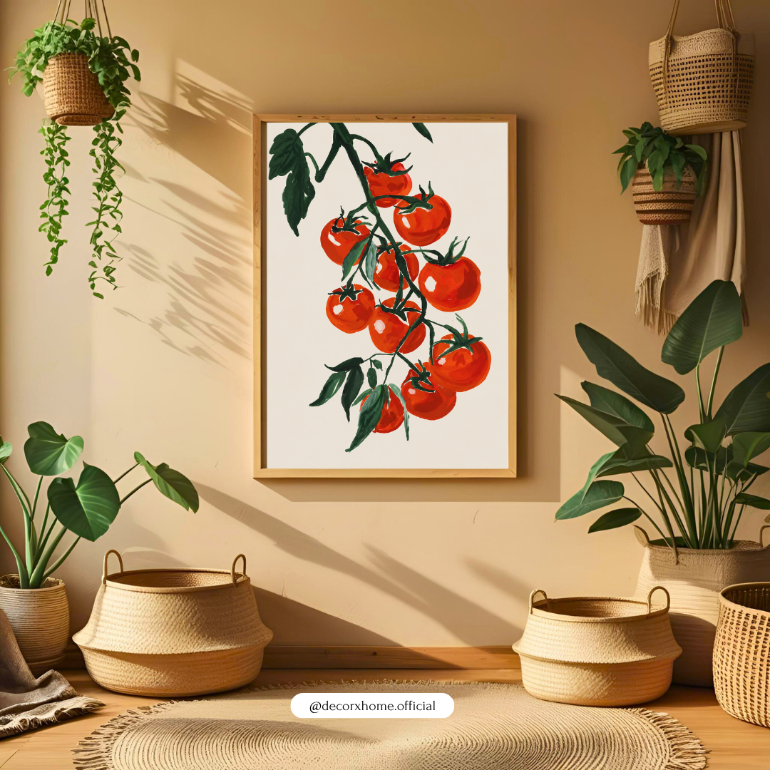 Tomato Vine Illustration – Modern Botanical Kitchen Wall Art Poster | DecorxHome